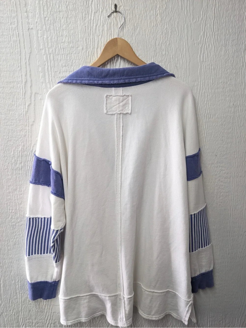 Free People We The Free Clean Prep Polo Pullover Top Oversized Striped Medium